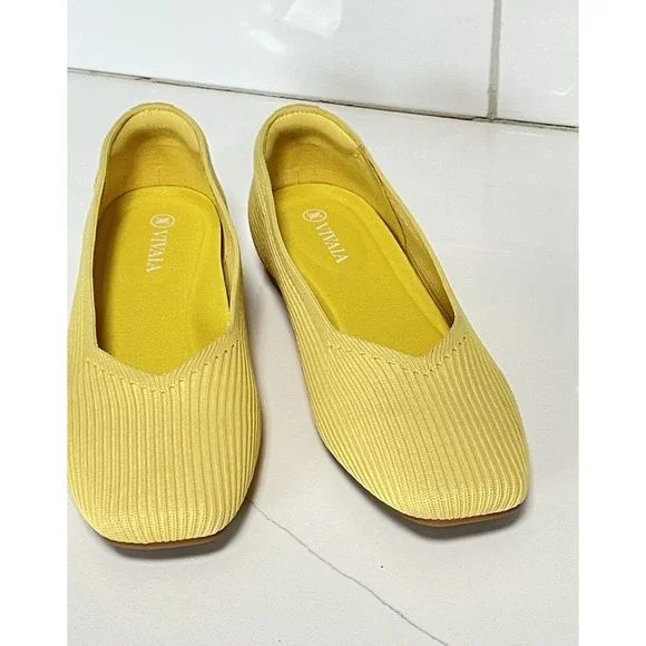 Vivaia Samantha Yellow Square Toe Classic Office Loafers Comfort Shoe 36 US6 - Picture 1 of 16